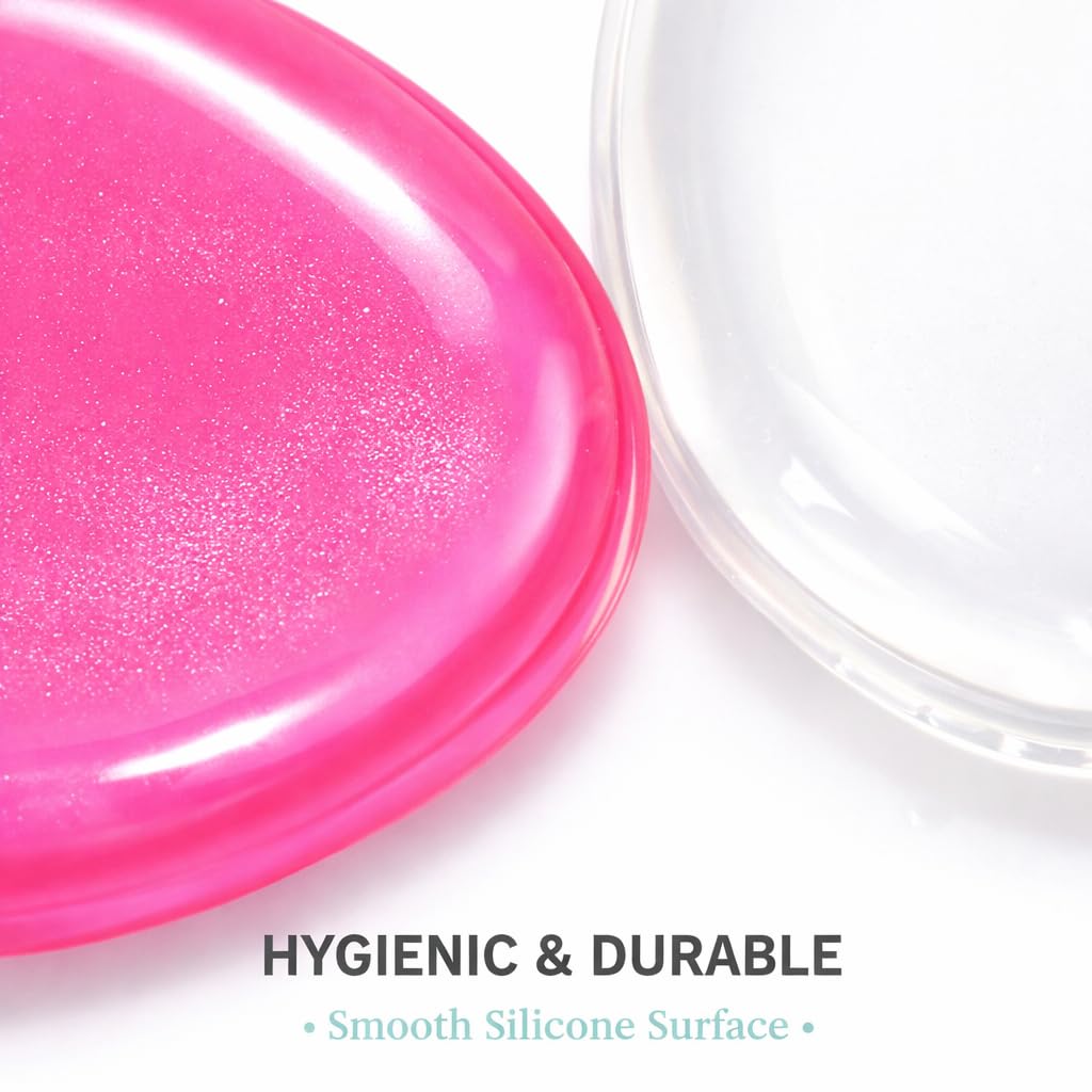 Silicone Makeup Sponge (2-Pack), Reusable Non-Absorbent Makeup Blender for Liquid, Cream & Powder, Latex-Free Foundation Applicator, Easy to Rinse & Reusable
